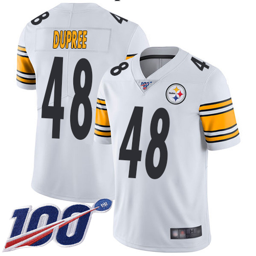 Youth Pittsburgh Steelers Football 48 Limited White Bud Dupree Road 100th Season Vapor Untouchable Nike NFL Jersey